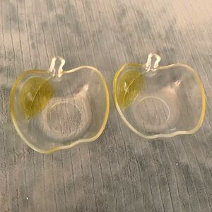 Vintage Clear Pressed Glass Apple‑Shaped Bowls Set of 2 Farmhouse Cottagecore
